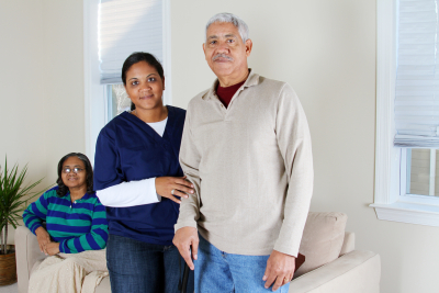 senior man with his caregiver